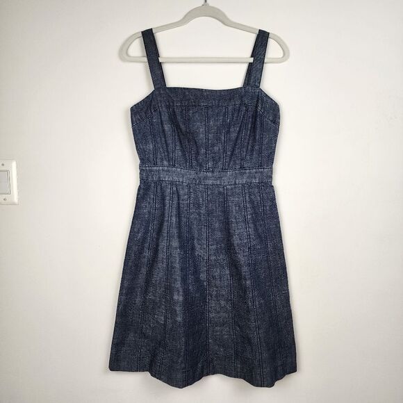 Gap Factory Denim Dress Jean Dress A-Line Adjustable Straps Zip Dark Wash Blue M - Picture 12 of 12